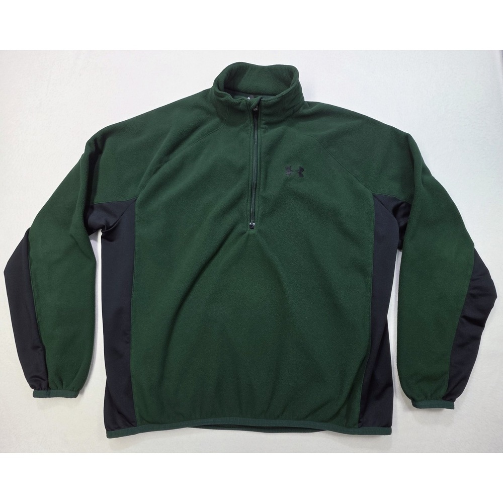 Under Armour Pullover Jacket Mens L Sweatshirt Green Black 1/4 Zip ColdGear
